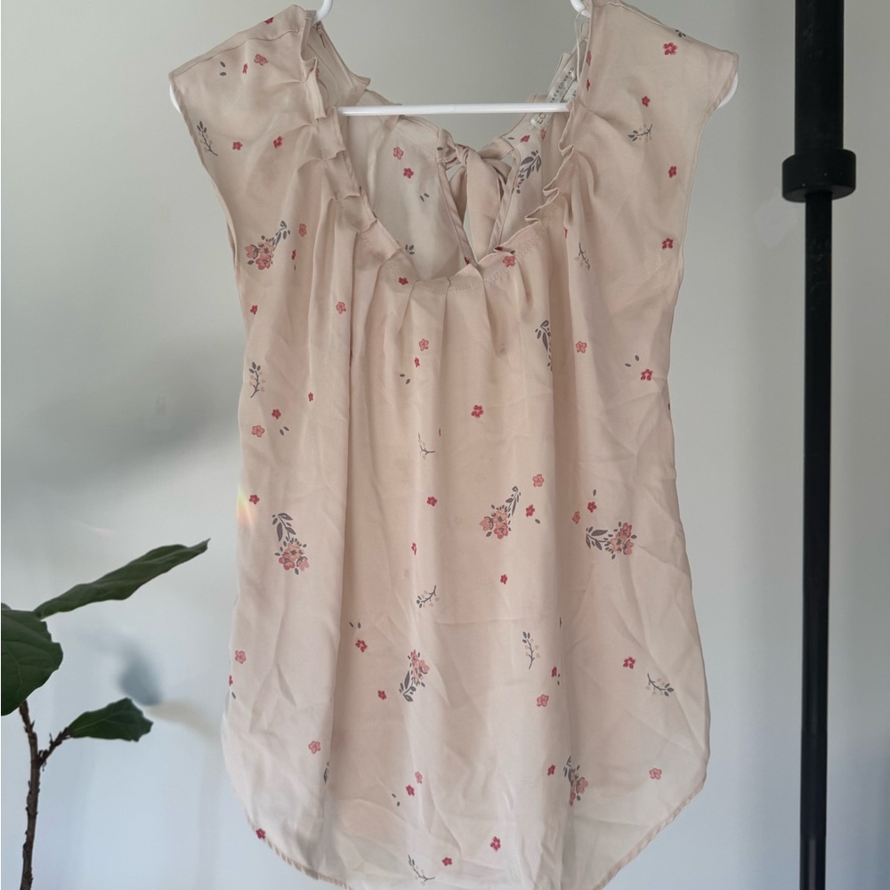 LC Lauren Conrad Cream Floral Top